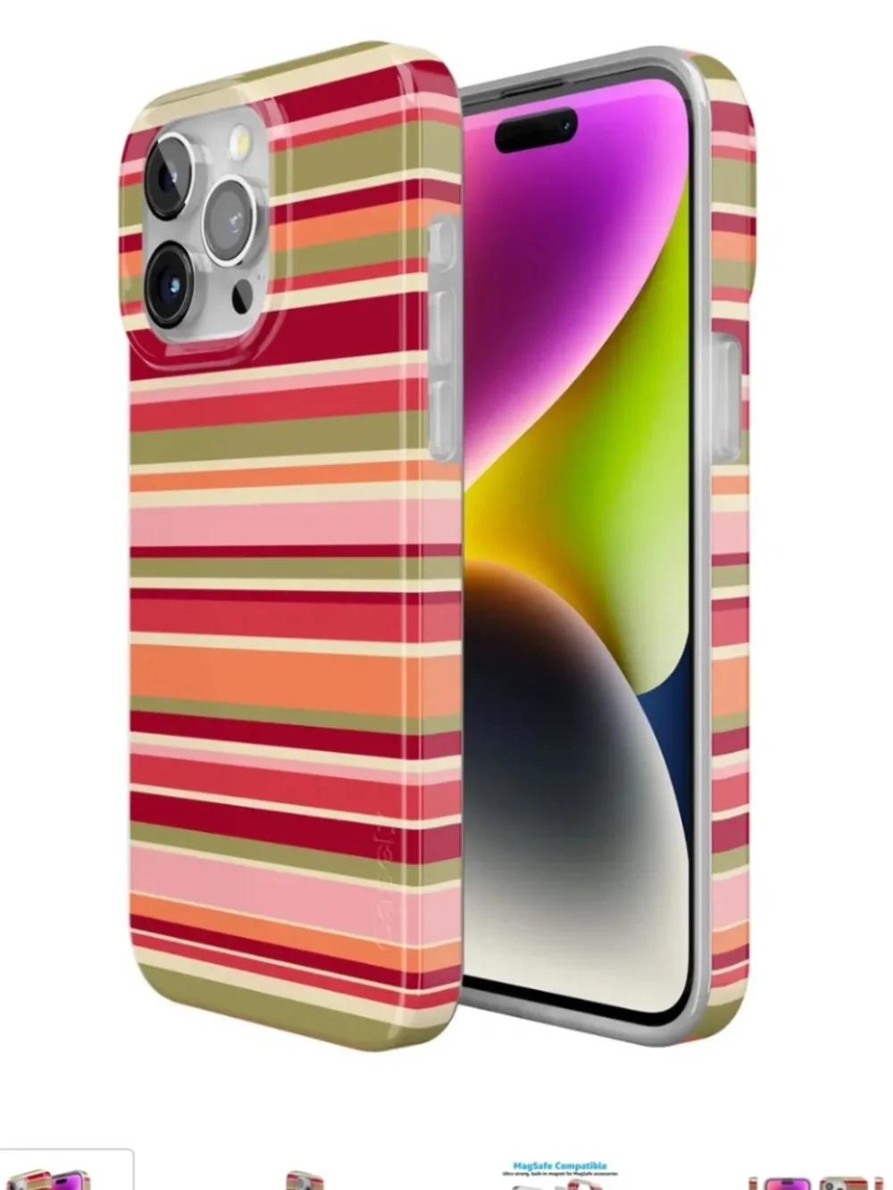 iPhone 15 PRO Citrus Stripes Poolside Print Case